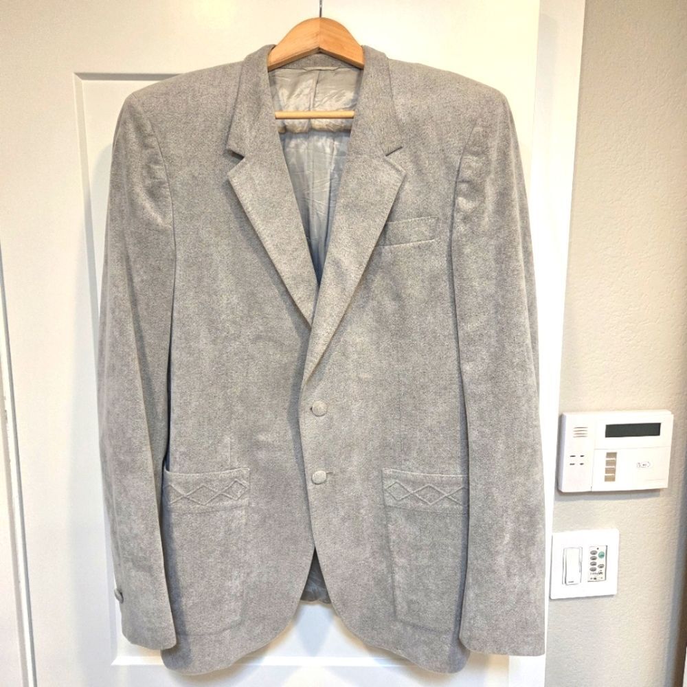 Vintage The Highlander Ultra Suede Brand Gray Men's Jacket Blazer